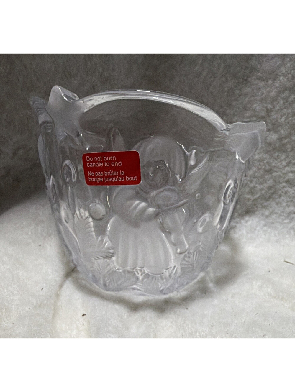 Clear Textured Glass Angel Votive Candle Holder Decorative Pressed Floral